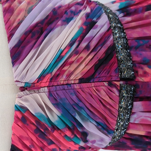 Calvin Klein Floral Beaded Maxi Dress Purple 6 wedding evening formal preppy - Picture 6 of 10